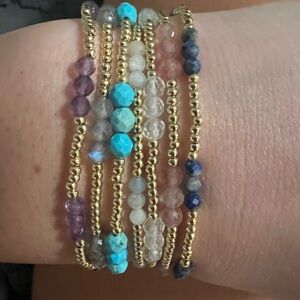 Handmade Real Gemstone and 14k gold filled bracelet